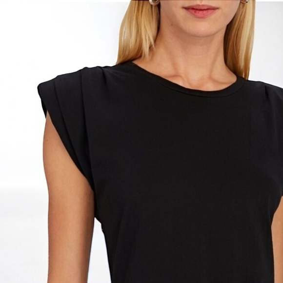 🌻St. Roche Black "Echo" Padded Shoulder Mini Shirt Dress Size Small $285 Retail - Picture 5 of 14